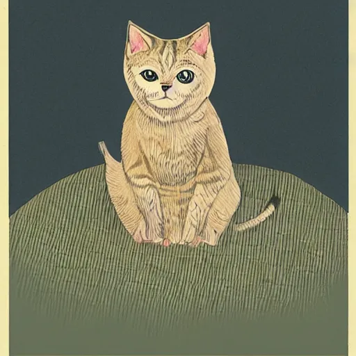 Image similar to David Gentleman illustration of a cute cat