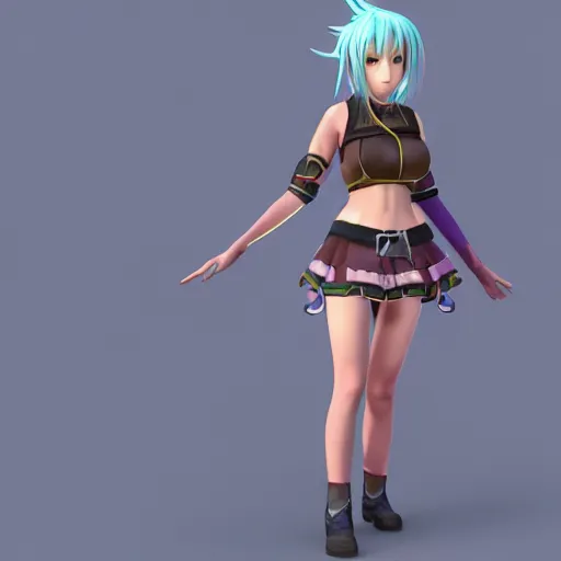 Prompt: 3d render of a playable anime girl for a fantasy mmo rpg