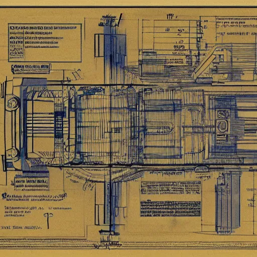 Image similar to blueprint of a time machine, detailed