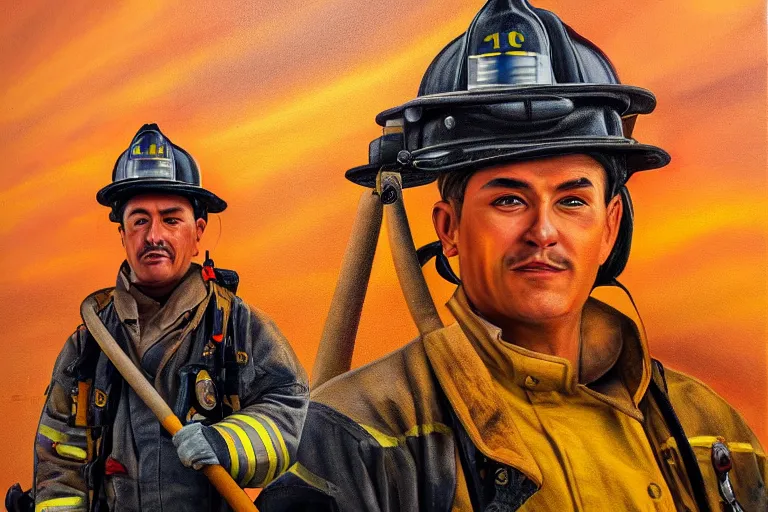 Image similar to fireman jeck, painting, ultra realistic!!!, clear weather, golden hour, sharp focus