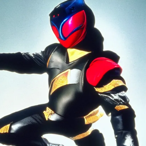 Image similar to crow power ranger, tv still, 1 9 9 7, tokusatsu,