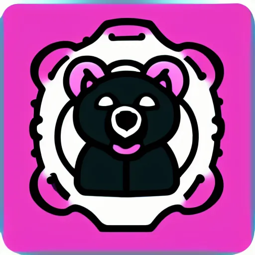 Image similar to a cute pink fluffy vector podcast logo of a streaming bear, golden ratio, iconic, award winning, line art, bold, playful