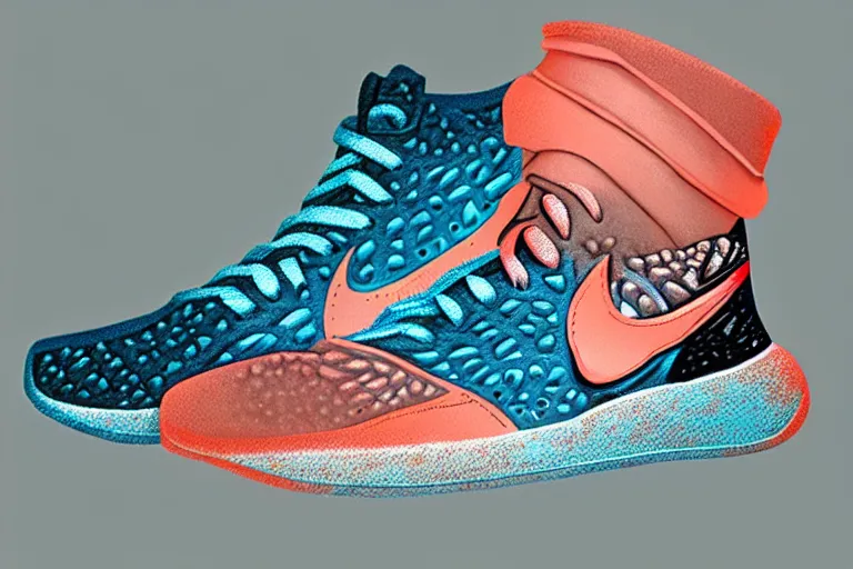 Image similar to nike sneaker made from coral reef, artstation