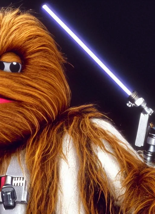 Prompt: chewbacca as a muppet in star wars