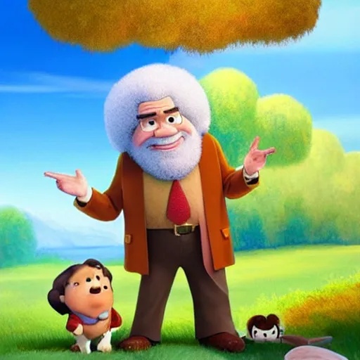 Image similar to bob ross as a disney character from up ( 2 0 0 9 )