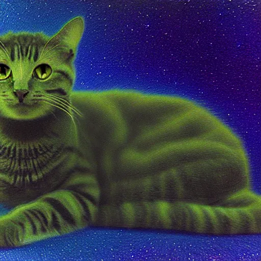 Image similar to UHD photorealistic Cosmic Feline Borg in the style of tonalism