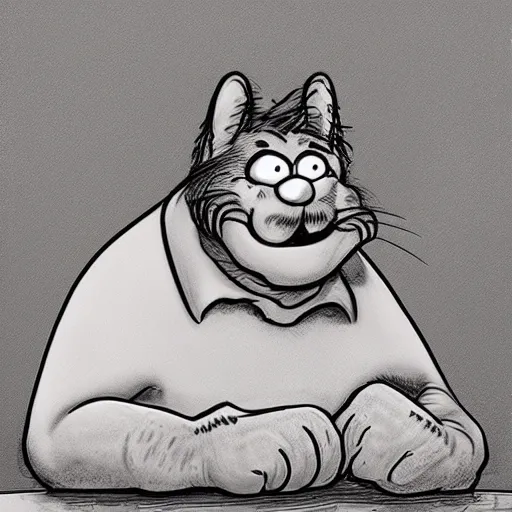 Prompt: Jim Davis' Garfield, style of stephen gammell