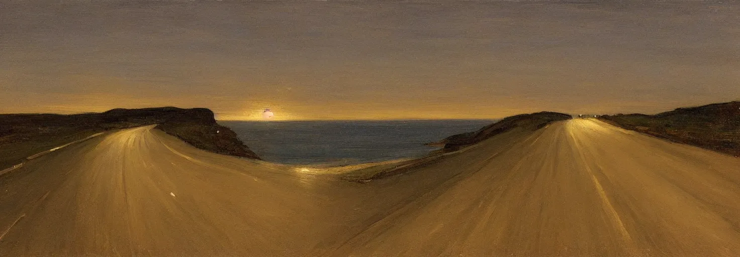 Image similar to the long and winding road by the sea at night by john christopher maxwell pratt,