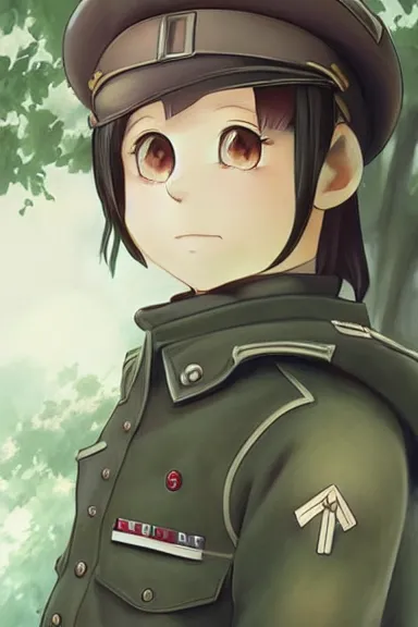 Image similar to beautiful little boy in nazi male uniform. made in abyss art style, sharps focus, cute detailed artwork, anatomically correct, ilya kuvshinov, reflection, perfect composition, wallpaper mobile, digital art, detailed anime soft face, symmetrical face, western comic, illustration, realistic, smooth, lois van baarle, soft details, illumination