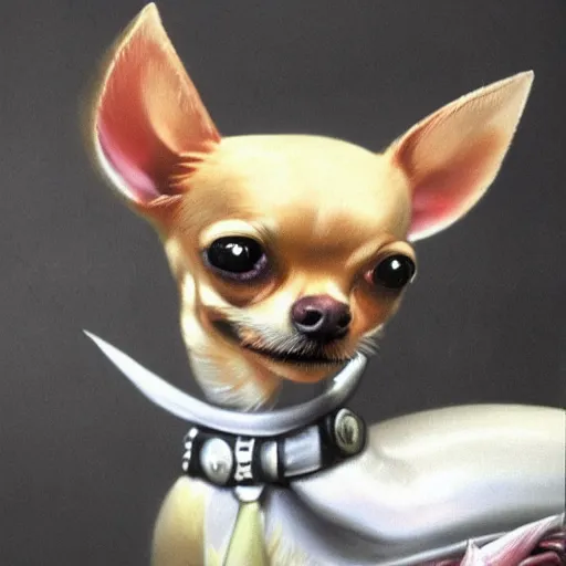 Image similar to chihuahua demon from mars, hyperrealistic