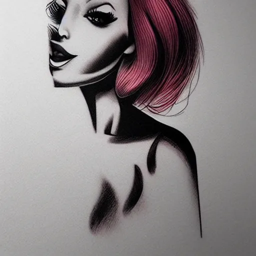 Image similar to tattoo design, stencil, portrait of jessica rabbit by artgerm