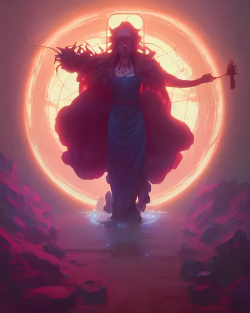 Image similar to highly detailed vfx portrait of a mage casting a earth spell, unreal engine, greg rutkowski, loish, rhads, beeple, makoto shinkai and lois van baarle, ilya kuvshinov, rossdraws, tom bagshaw, alphonse mucha, global illumination, detailed and intricate environment