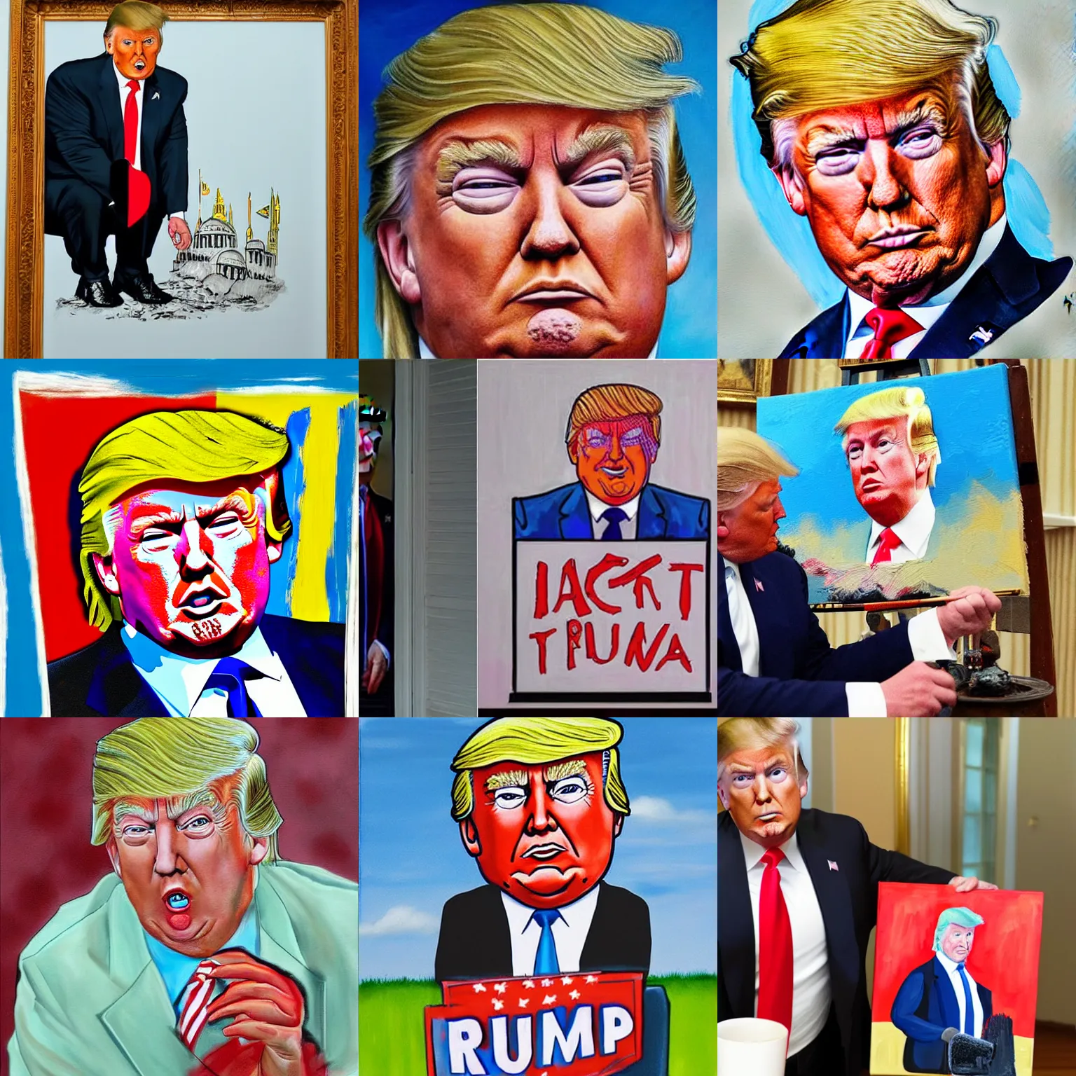 Prompt: Donald Trump painting like a 5 years old