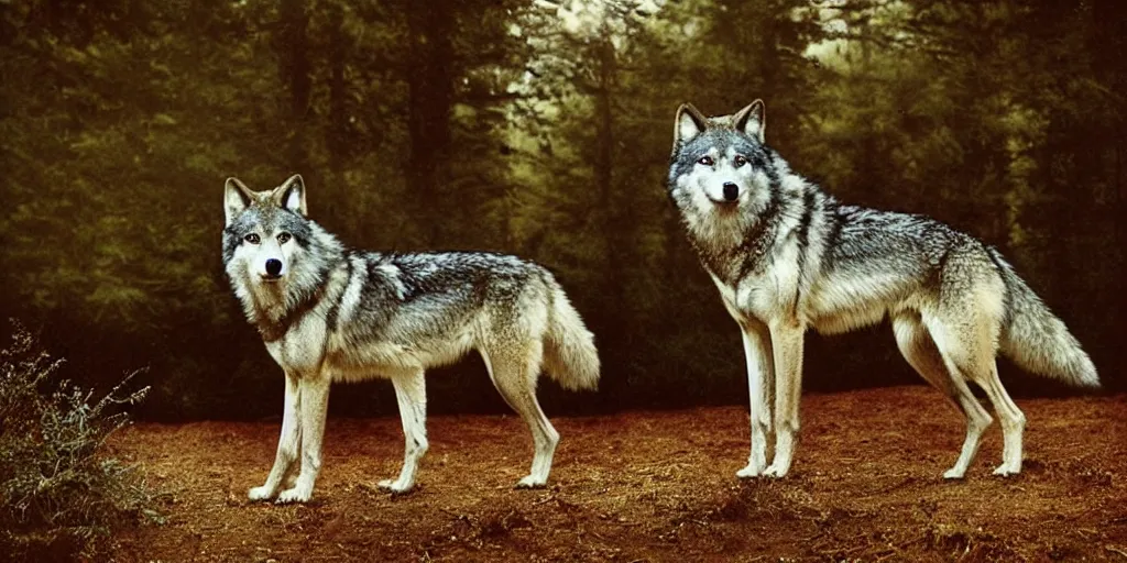 Prompt: a wolf, photograph by annie leibowitz