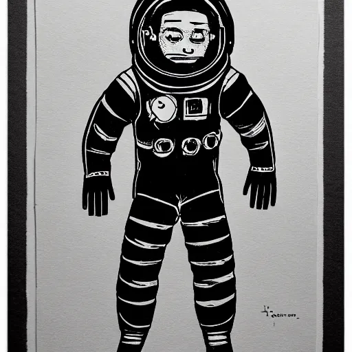 Image similar to astronaut on the moon walking, silhouette, intricate ink drawing, highly detailed in the style of jamie hewlett