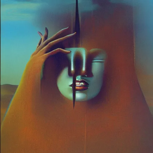 Image similar to the queen of the sun by salvador dali and zdzisław beksiński, oil on canvas