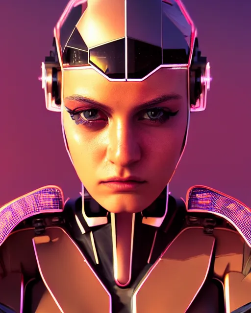 Image similar to portrait of a feminine symmetric beautiful sci - fi cyberpunk female cyborg, desert oasis background, ultra realistic, highly detailed, hd, sharp focus, cinematic lighting, realistic, photorealistic, vivid colors, painting, photograph, digital art, non blurry, sharp, artstation, concept art, smooth, illustration