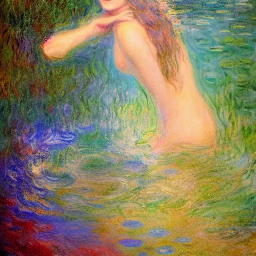 Image similar to ! dream the oracle of waters by ross tran and claude monet, oil on canvas