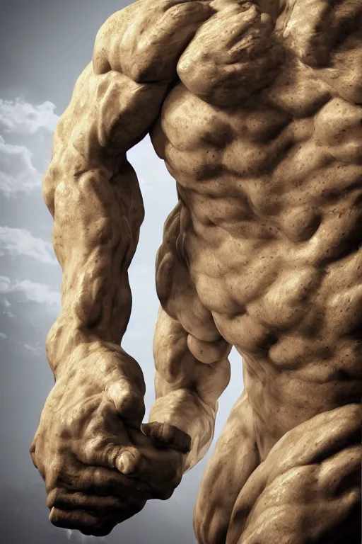 Image similar to photo of fullbody rococo delicate sculpture of a hulking herculean muscular onyx albino marble brock lesnar as an humanoid deity, clothed in silk, wings, sunrays, cinematic lighting, photorealistic, octane render, 8 k, depth of field, 3 d