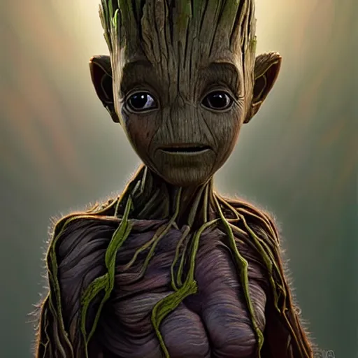 cinematic bust portrait of beautiful baby groot from | Stable Diffusion ...