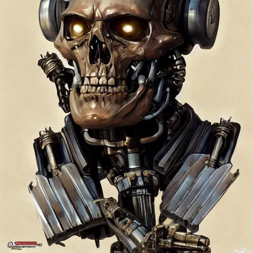 Image similar to joseph stalin as heavily damaged t - 8 0 0 skeleton cyborg terminator, highly detailed, digital painting, artstation, concept art, matte, sharp focus, illustration, art by artgerm and greg rutkowski and alphonse mucha