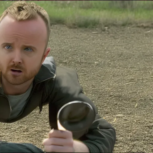 Prompt: Film still of Aaron Paul as Jessie Pinkman, from The Breaking Bad (2008 TV Show)