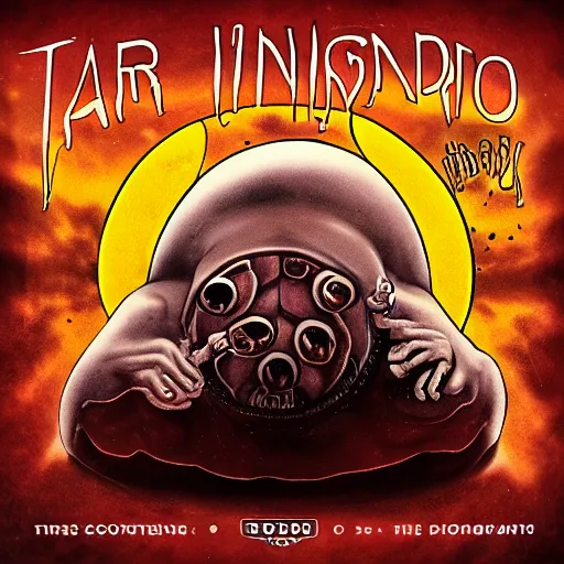 Prompt: tardigrade inferno album cover
