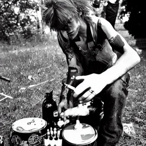 Prompt: photograph of crash bandicoot from the video game crash bandicoot smoking bongs and selling acid at powder ridge rock festival, 1 9 7 0