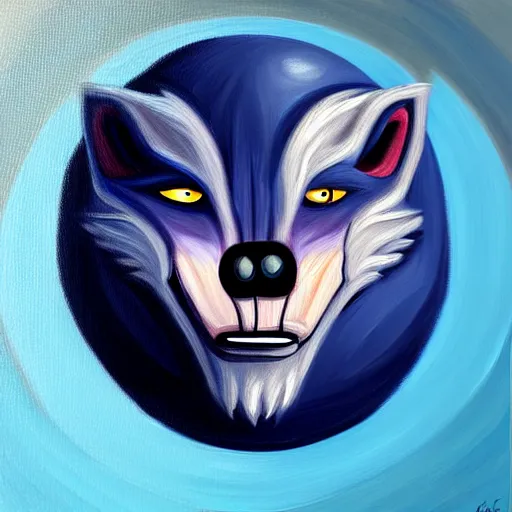 Prompt: a werewolf, but as a spherical blueberry, oil on canvas, furry art, soft colors