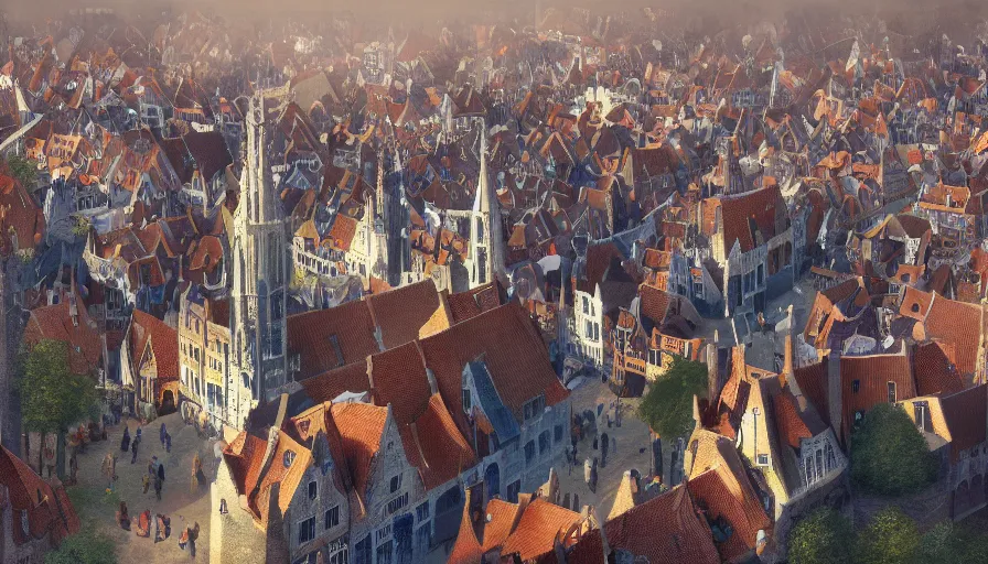 Prompt: Digital painting of Bruges, hyperdetailed, artstation, cgsociety, 8k