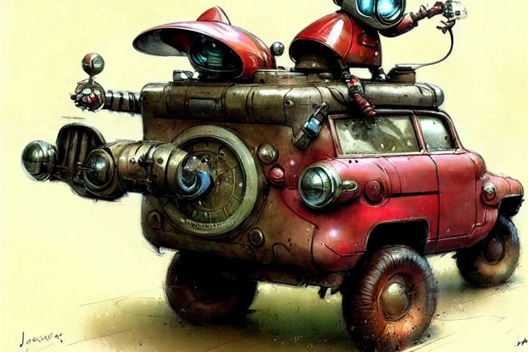 Prompt: adventurer ( ( ( ( ( 1 9 5 0 s retro future robot mouse jeep robot. muted colors. ) ) ) ) ) by jean baptiste monge!!!!!!!!!!!!!!!!!!!!!!!!! chrome red