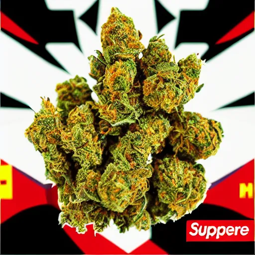 Weed nugs in bodega album cover art with supreme logo stable