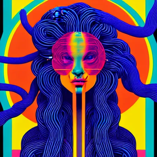 Image similar to album cover design design depicting medusa on lsd, by jonathan zawada, pi - slices, and tristan eaton, digital art