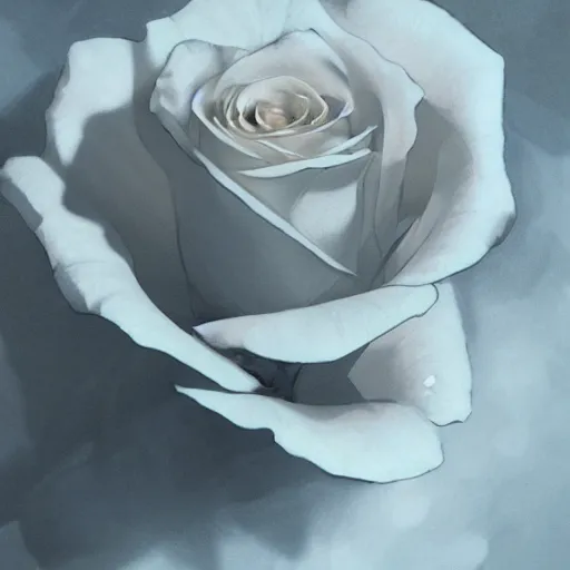 Image similar to a close up illustration of a white rose, dramatic lighting, illustration by Greg rutkowski, yoji shinkawa, 4k, digital art, concept art, trending on artstation