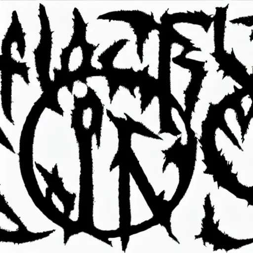 Prompt: black metal band logo, metal font, unreadable, black and white, roots, tree branch silhouette