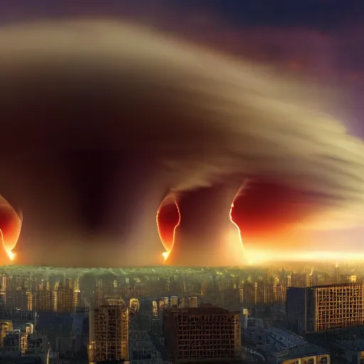 Prompt: nuclear explosion in city, 4 k