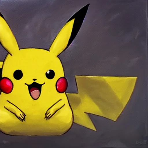 Image similar to pikachu as a bloodborne boss using oil painting