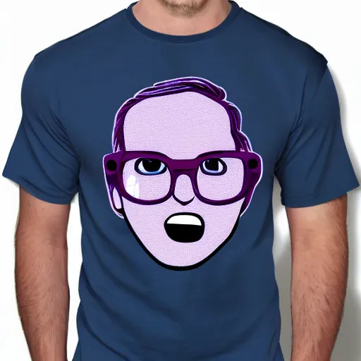 Image similar to a purple t-shirt with a cartoon face