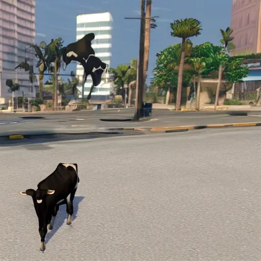 Image similar to a cow, in gta vice city