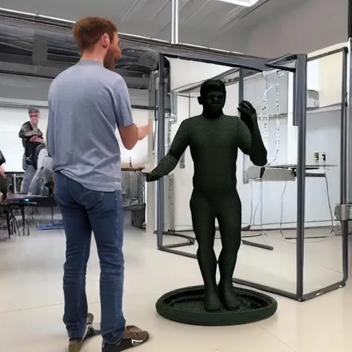 Image similar to a 3 d printer 3 d printing a human statue