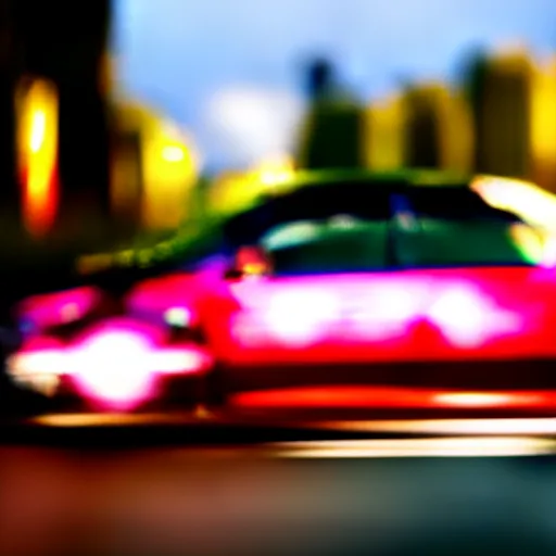 Image similar to a car drifting Toyota JZX100 in middle of road, gunma prefecture, city sunset, cinematic color, photorealistic, highly detailed, bokeh