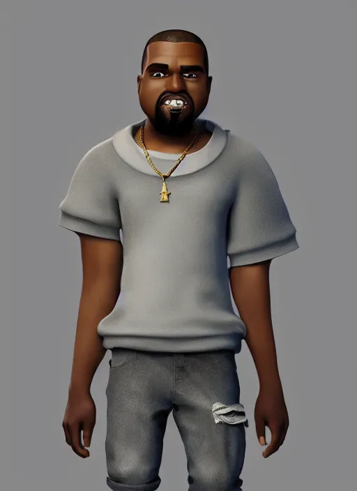 Image similar to kanye west pixar style, character adoptable, highly detailed, rendered, ray - tracing, cgi animated, 3 d demo reel avatar, style of maple story and zootopia, cool clothes, soft shade, soft lighting