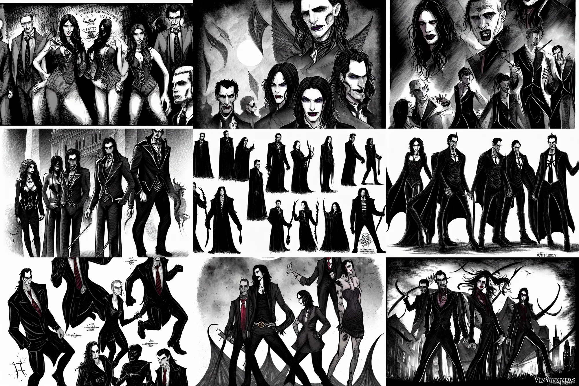 Prompt: illustration of the invictus vampires of chicago, chronicles / new world of darkness ( by white wolf )