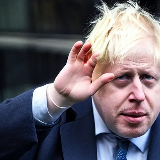 Prompt: Boris Johnson smoking meth out of a glass pipe