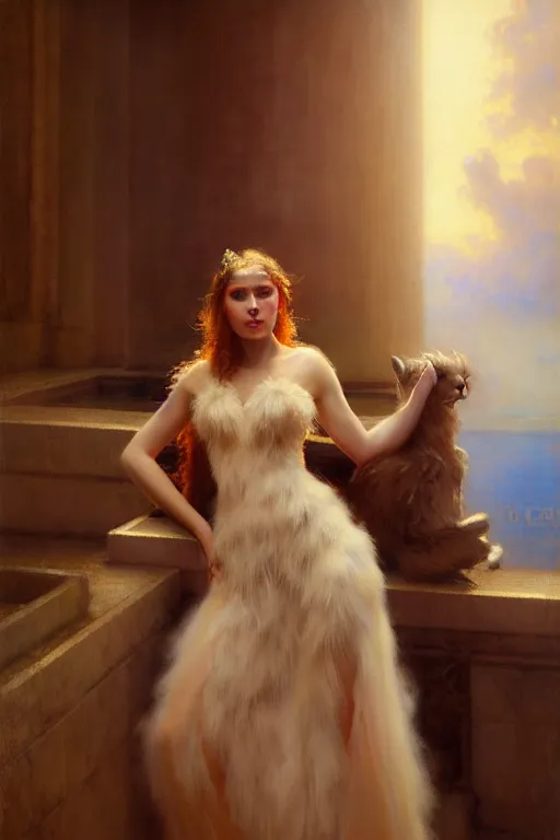 Prompt: a half body portrait of furry girl wearing gown, high detail, cleary see face, by gaston bussiere, bayard wu, greg rutkowski, odd nerdrum, maxim verehin, dan dos santos, masterpiece, sharp focus, cinematic lightning