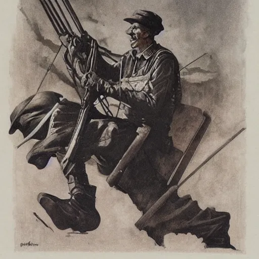 Image similar to soviet propaganda of communist peasant ken klippenstein by j. c. leyendecker, bosch, and beksinski