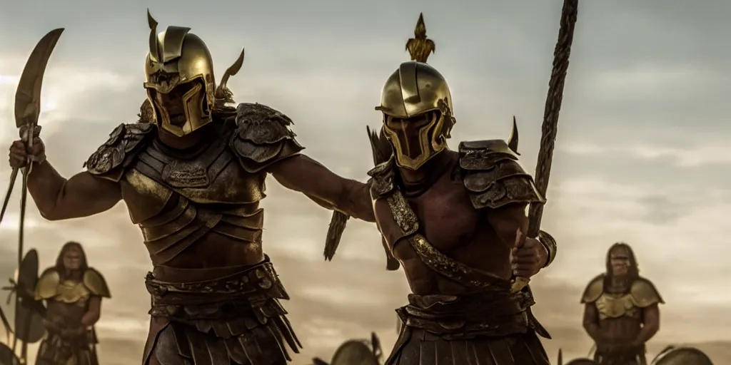 Image similar to film still of joe biden as a spartan warrior in the movie 3 0 0, 8 k