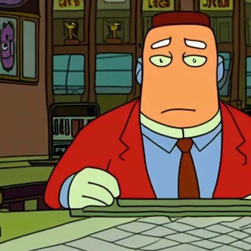 Image similar to film still of kevin o'leary in futurama ( 1 9 9 9 ), animated serie
