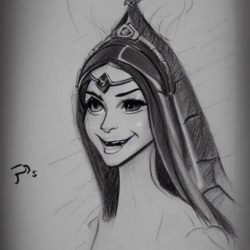 Image similar to milt kahl sketch of victoria justice as princess padme in star wars episode 3