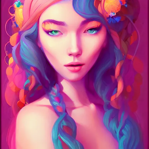 Image similar to portrait of a beautiful hippie, art by lois van baarle and ross tran and sam yang, digital art, high detail, sharp focus, trending on artstation, deviantart, pinterest, 4 k uhd image